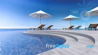 3d Terrace Sea View Stock Photo