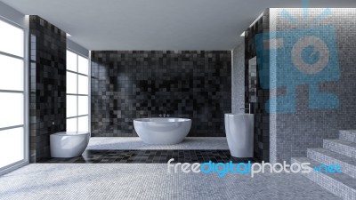 3d Toilet Interior Design Stock Photo