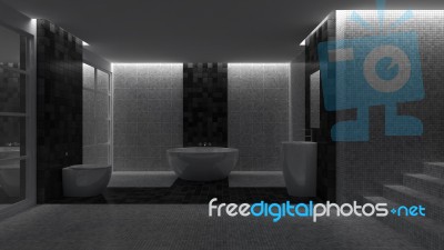 3d Toilet Interior Design Stock Photo