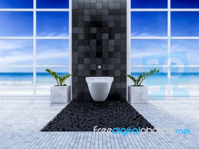 3d Toilet Interior Design Stock Photo