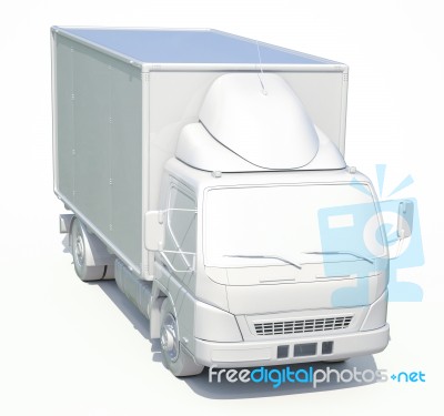 3d White Delivery Truck Icon Stock Image