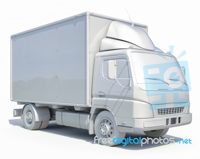 3d White Delivery Truck Icon Stock Image