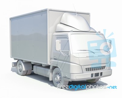 3d White Delivery Truck Icon Stock Image