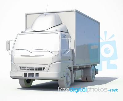 3d White Delivery Truck Icon Stock Image