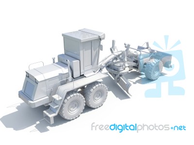 3d White Grader Stock Photo