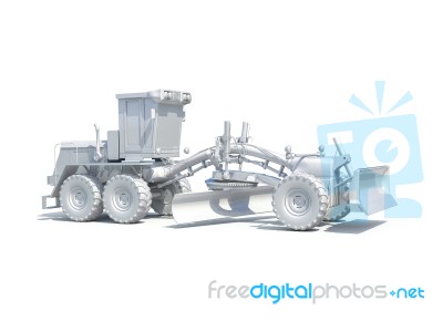 3d White Grader Stock Photo