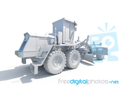 3d White Grader Stock Photo