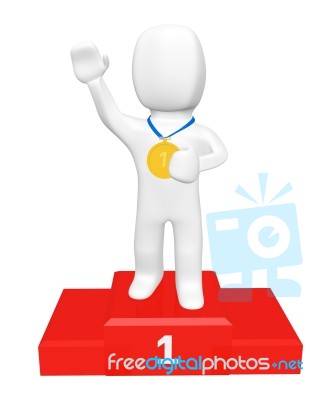 3d Winner On Top Podium Stock Photo