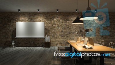 3d Working Room Stock Photo