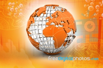 3d World Globe Icon Stock Image