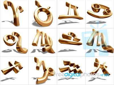 3D Zodiac Sign Stock Photo