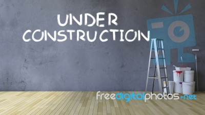 3ds Blank Wall And Painting Tools Stock Photo