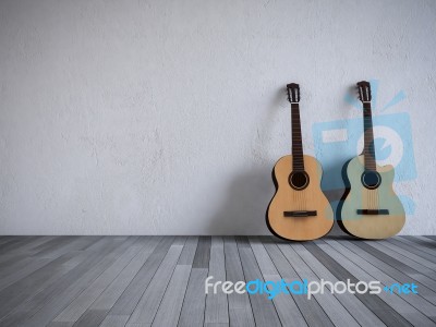 3ds Guitar In The Room Stock Image