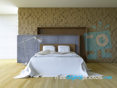 3ds Interior-bedroom Stock Image