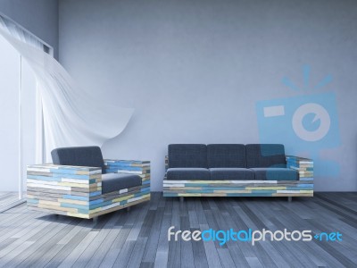 3ds Interior Living Room Stock Image