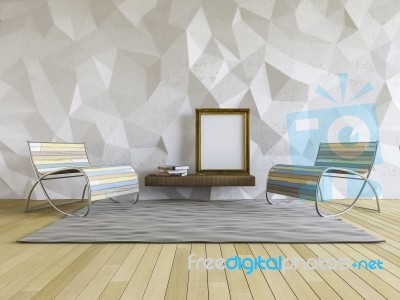 3ds Interior Polygon Wall Stock Photo