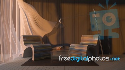 3ds Living Room Stock Image