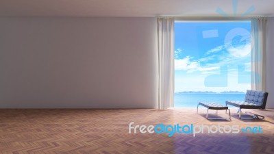 3ds Rendered Image Of Seaside Room Stock Photo