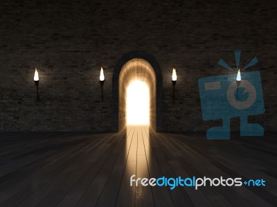 3ds Stone Arch Door Stock Photo