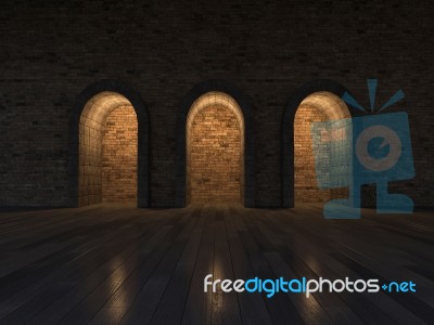 3ds Stone Arch Door Stock Photo