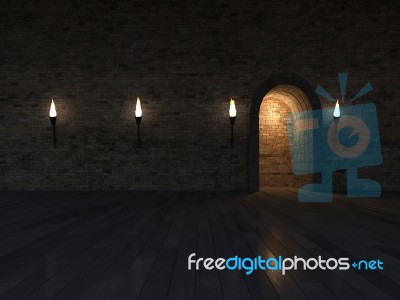 3ds Stone Arch Door Stock Photo