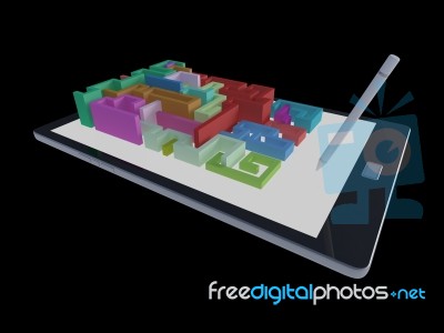 3ds Tablet With Maze Game Stock Photo