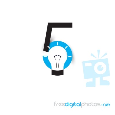 5-number Icon And Light Bulb Abstract Logo Design Template Stock Image