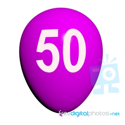 50 Balloon Shows Fiftieth Happy Birthday Celebration Stock Image