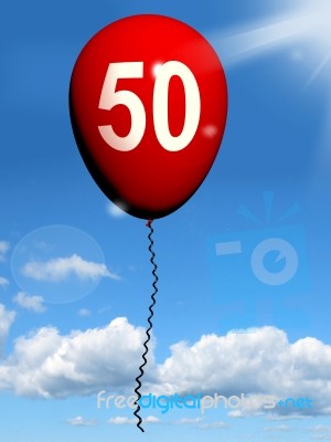 50 Balloon Shows Fiftieth Happy Birthday Celebration Stock Image