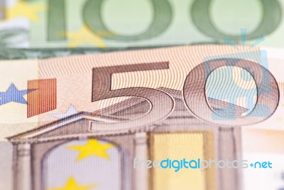 50 Euro Money Macro Stock Photo