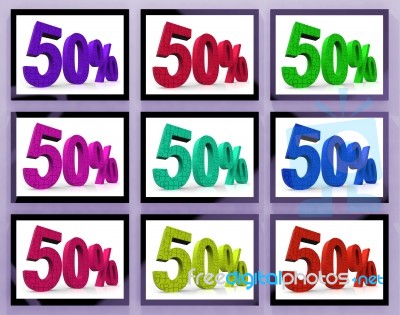 50 On Monitors Showing Big Clearances And Promotions Stock Image