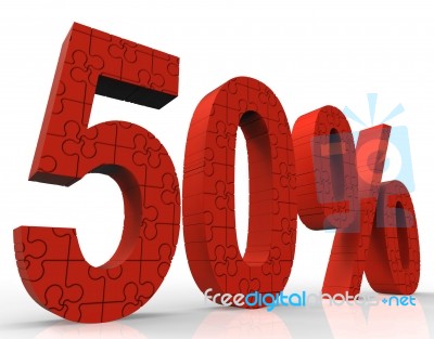 50 Puzzle Shows Big Savings And Price Reduction Stock Image