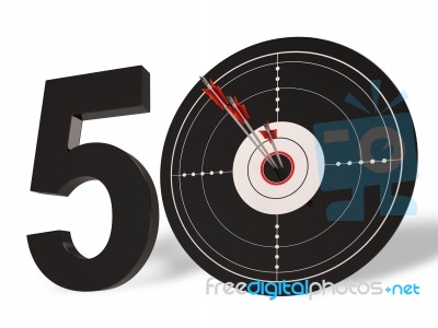 50 Target Shows Golden Anniversary Fifty Years Stock Image