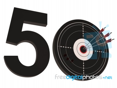 50 Target Shows Number Fifty Stock Image