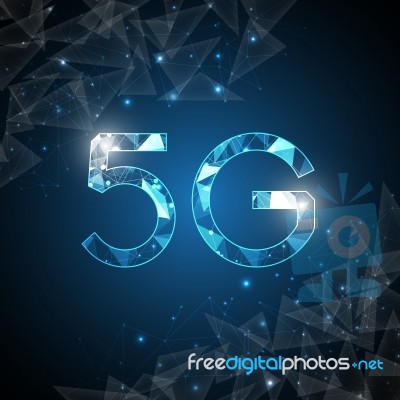 5g Communication Technology Abstract Polygon Background Stock Image