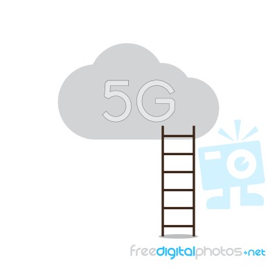 5g Communication Technology With Cloud And Ladder Stock Image