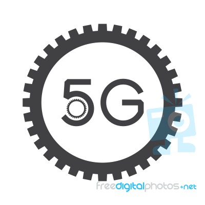 5g Communication Technology With Gear Stock Image