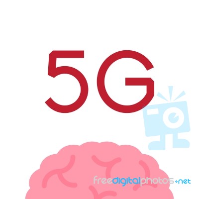 5g Communication Technology With Human Brain Stock Image