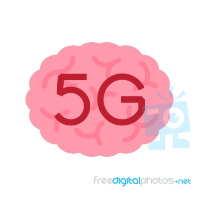 5g Communication Technology With Human Brain Stock Image