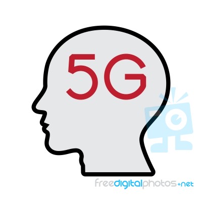 5g Communication Technology With Human Head Stock Image