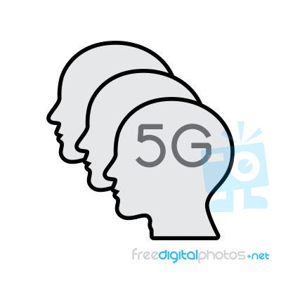 5g Communication Technology With Human Head Stock Image