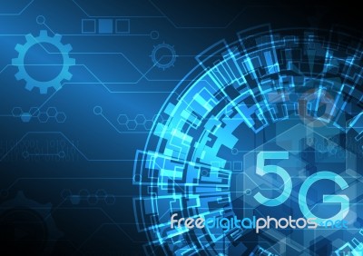 5g Technology Abstract Circle Circuit Hexagonal Background Stock Image