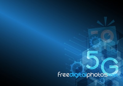 5g Technology Abstract Circle Circuit Hexagonal Background Stock Image