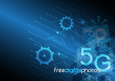 5g Technology Abstract Circle Circuit Hexagonal Background Stock Image