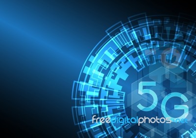 5g Technology Abstract Circle Circuit Hexagonal Background Stock Image