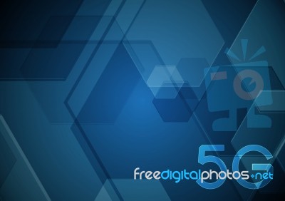 5g Technology Abstract Circle Hexagonal Background Stock Image