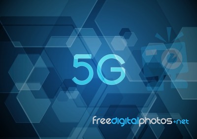 5g Technology Abstract Circle Hexagonal Background Stock Image