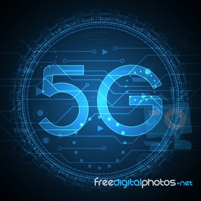 5g Technology Abstract Circuit Circle Background Stock Image