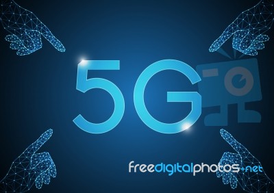 5g Technology Abstract Point Hand Background Stock Image