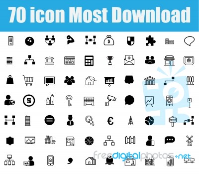 70 Icon Most Download On White Background Stock Image